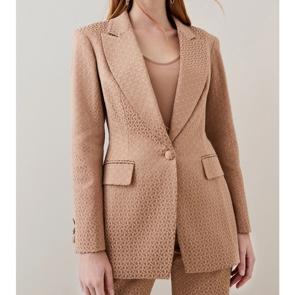NWT Karen Millen Jacuard Camel Blazer. Size 8 - Picture 1 of 6